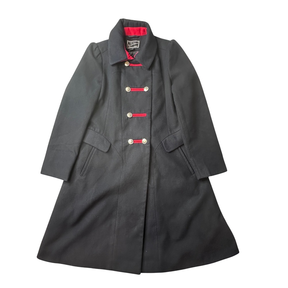 Rothschild Coat Girls XL 16 Navy Blue Tailored Military Style Wool Blend Snag